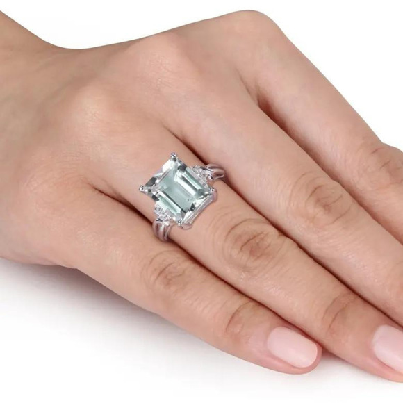 925 Sterling Silver Womens Rings Emerald Green Gem Square Cut Ring Peridot 6-7 - Picture 2 of 2